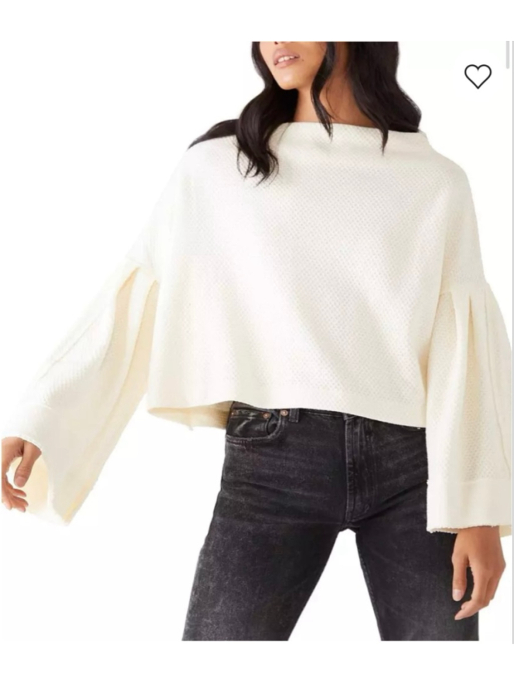 Free People We The Free Bunny Cropped Boatneck Waffle Top Oversized Small PINK